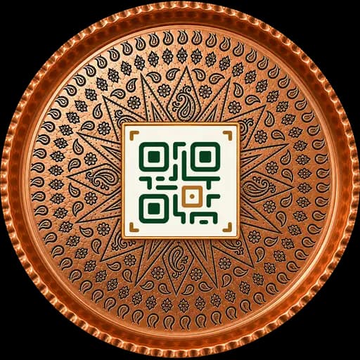 Üzərində QR kod olan mis sini